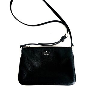 kate spade black pebbled leather crossbody with adjustable strap